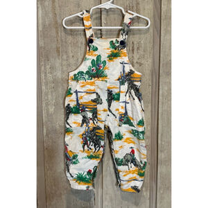Vintage Soft Western Cowboy Overalls with pockets & 2 buttons on strap